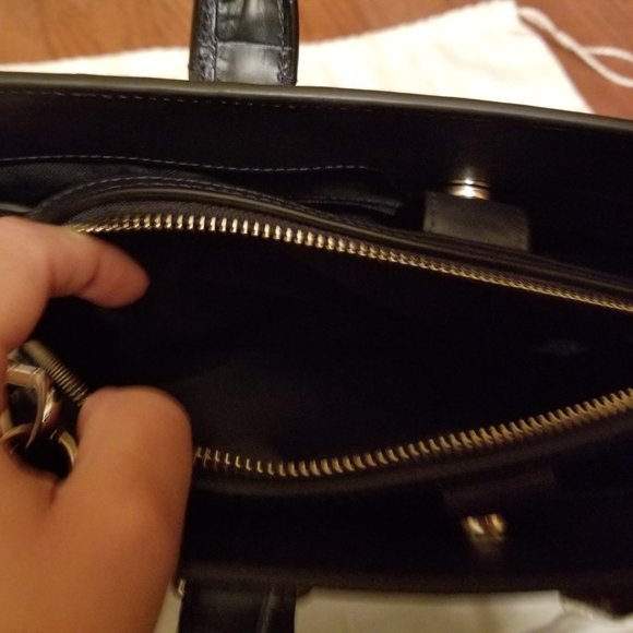 Coach Swagger Frame Satchel in Denim Crocodile-Embossed - Picture 14 of 16